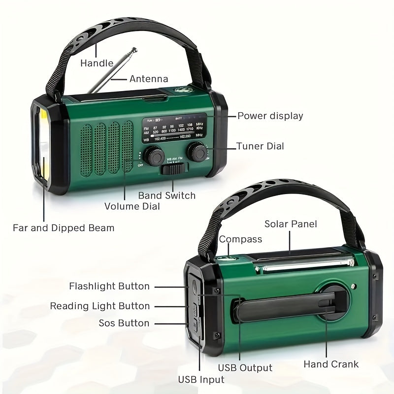 Emergency Radio Kit | Solar Hand Crank Power Bank With NOAA Weather Alert