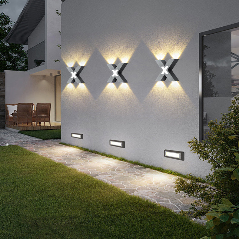 Modern Outdoor Wall Light | X-Shape LED Waterproof Design