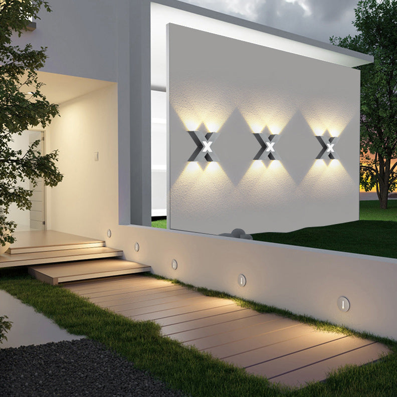 Modern Outdoor Wall Light | X-Shape LED Waterproof Design