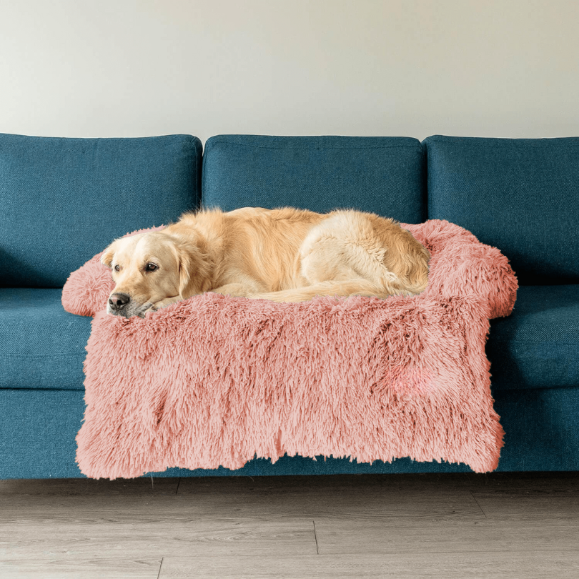 Plush Pet Furniture Protector | Water-Repellent Vegan Fur Bed