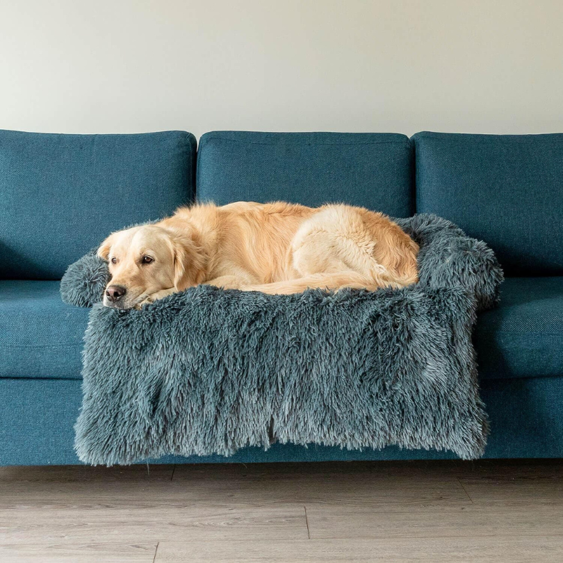 Plush Pet Furniture Protector | Water-Repellent Vegan Fur Bed