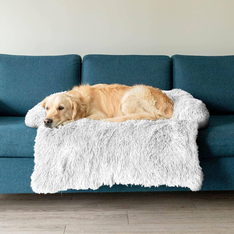 Plush Pet Furniture Protector | Water-Repellent Vegan Fur Bed