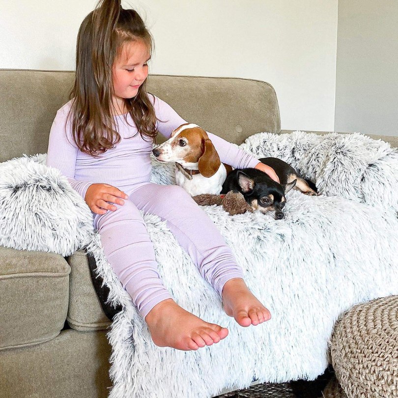 Plush Pet Furniture Protector | Water-Repellent Vegan Fur Bed