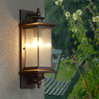 Classic Outdoor Wall Light | Ribbed Glass Lantern In Black Metal