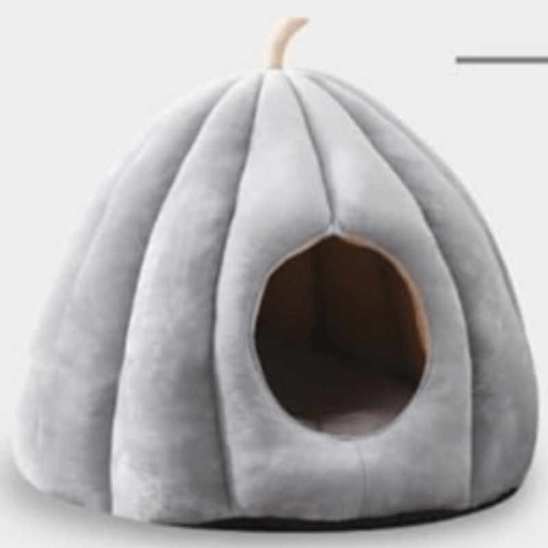 Plush Cat Bed | Pumpkin Shape Design For Winter Comfort