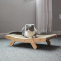 Modern Cat Lounge Bed | Natural Wood Frame with Sisal Mat