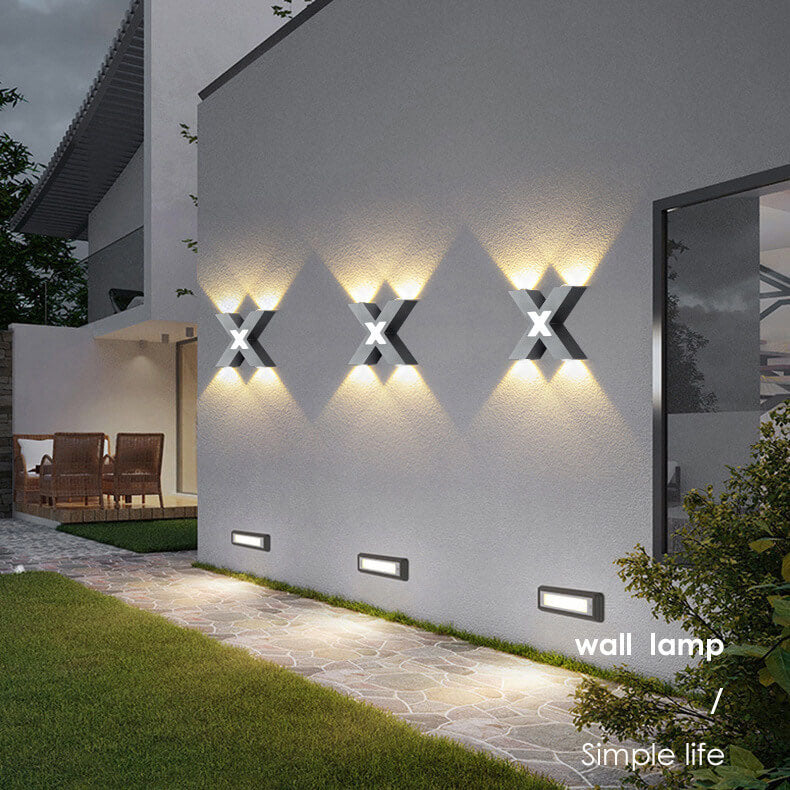 Modern Outdoor Wall Light | X-Shape LED Waterproof Design