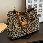 Leopard Print Shoulder Bag | Chain Strap Faux Leather Design