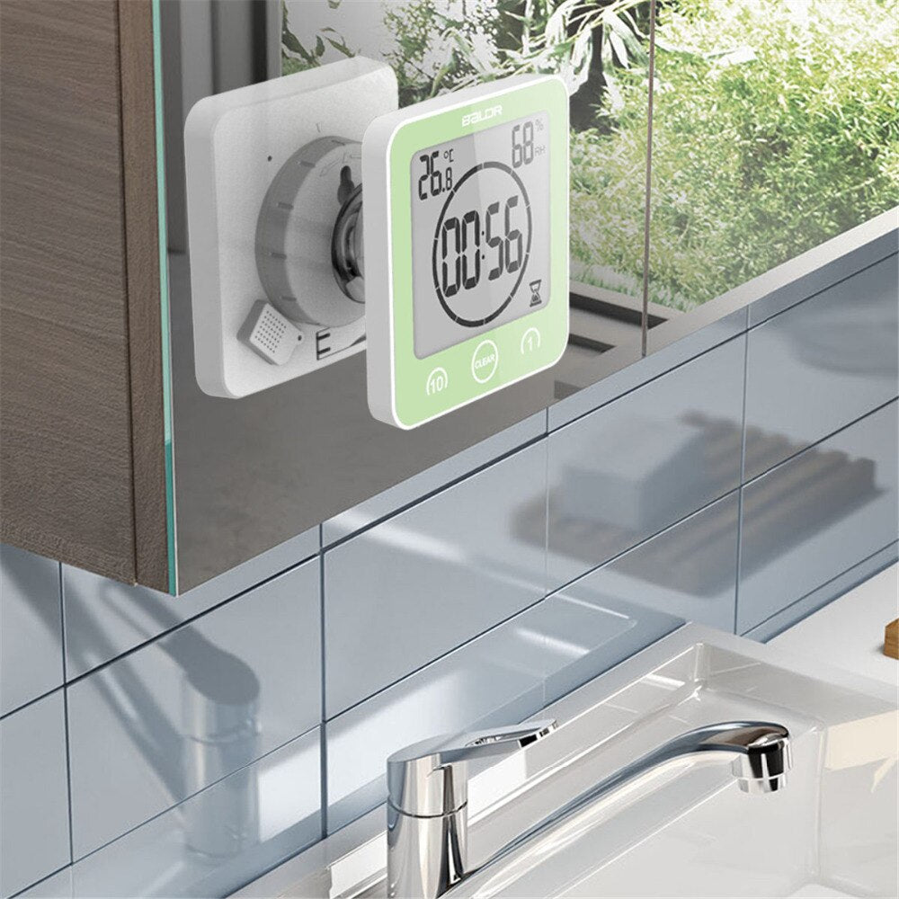 Digital Bathroom Clock | LCD Temperature Humidity Display