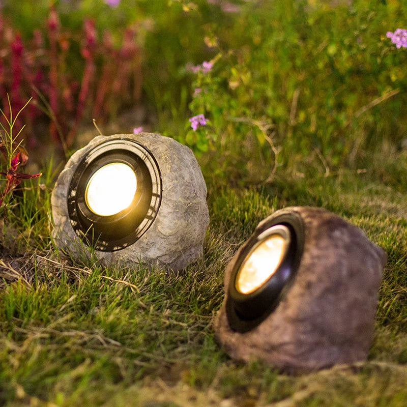 Solar Garden Rock Light | Natural Stone Landscape Illumination