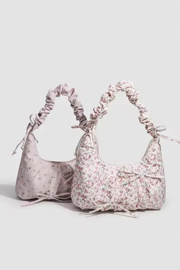 Floral Hobo Bag | Ruched Handle Botanical Print