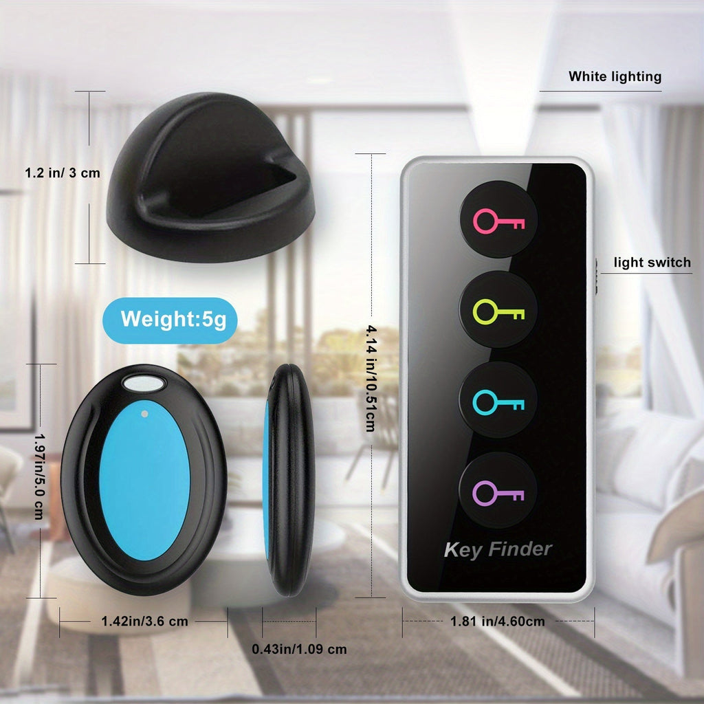Smart Key Finder Set | 4 Color-Coded Wireless Trackers with LED Alert
