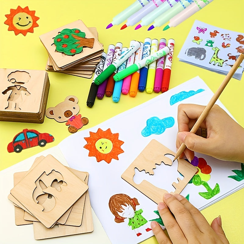 Montessori Drawing Templates | Wooden Educational Art Set