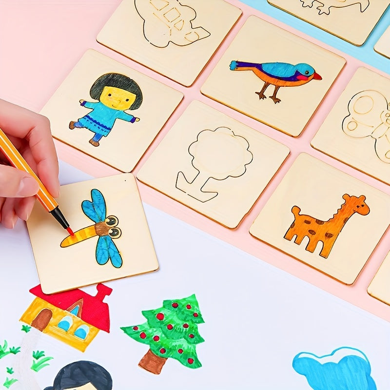 Montessori Drawing Templates | Wooden Educational Art Set