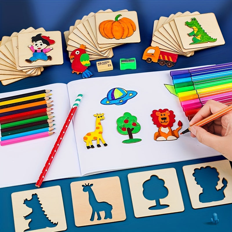 Montessori Drawing Templates | Wooden Educational Art Set