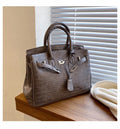 Stone Texture Leather Tote | Crocodile Pattern Dual-Size Design