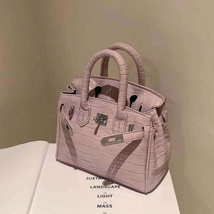 Stone Texture Leather Tote | Crocodile Pattern Dual-Size Design