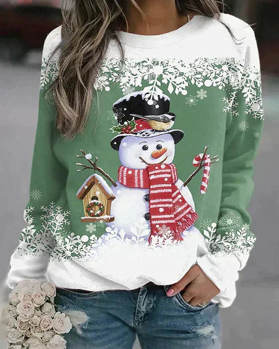 Holiday Snowman Sweater | Winter Scene With Festive Details