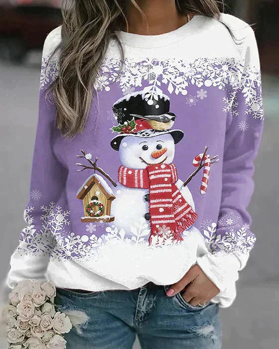 Holiday Snowman Sweater | Winter Scene With Festive Details
