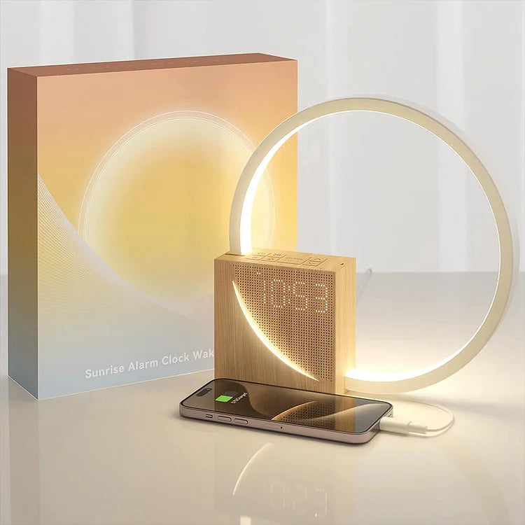 Modern Digital Alarm Clock | LED Touch Control Ring Light