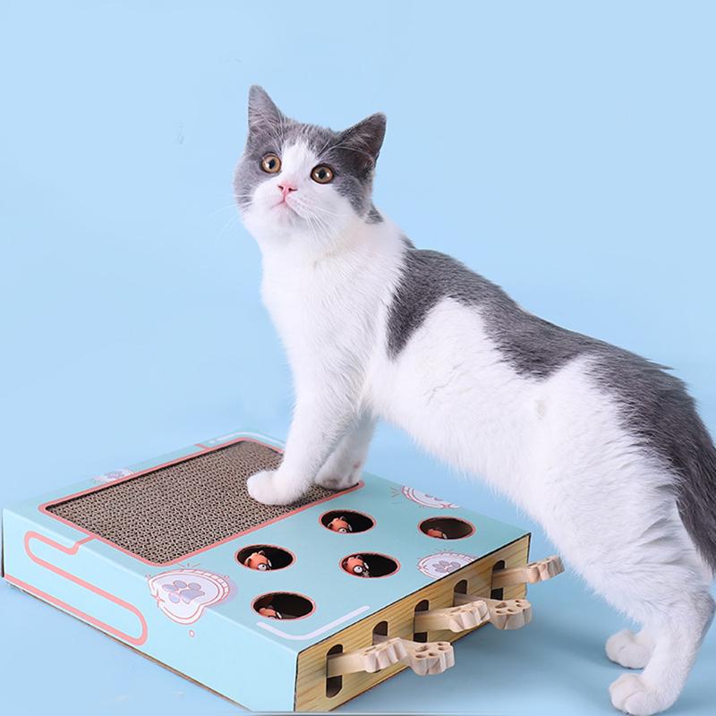 Interactive Cat Playground | 3-in-1 Cardboard Scratch Post & Play Box