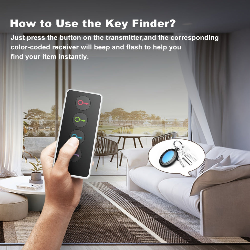 Smart Key Finder Set | 4 Color-Coded Wireless Trackers with LED Alert