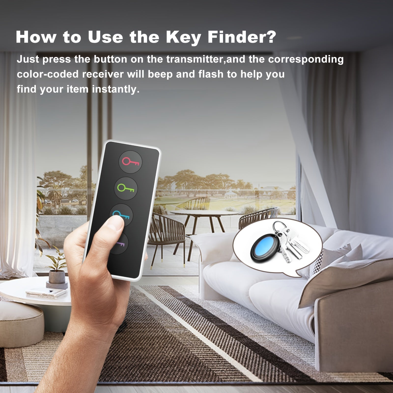 Smart Key Finder Set | 4 Color-Coded Wireless Trackers with LED Alert