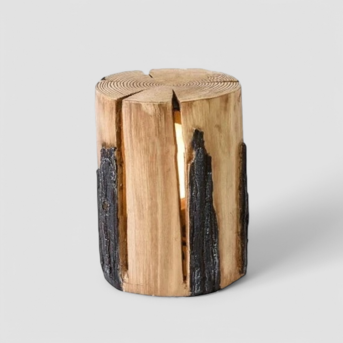 Rustic Tree Stump Light | LED Garden Path Lamp