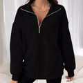 Half-Zip Sweatshirt Women | Casual Cotton Blend Pullover