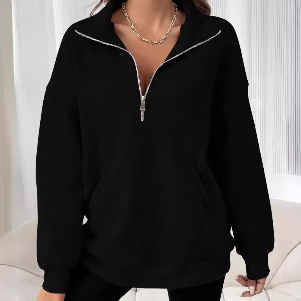 Half-Zip Sweatshirt Women | Casual Cotton Blend Pullover