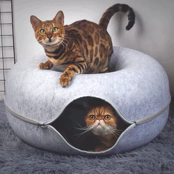 Round Pet Bed | Plush Donut Design With Anti-Slip Base