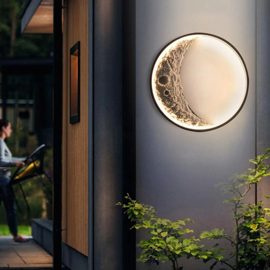 Moon Phase Wall Light | LED Outdoor Waterproof Sconce