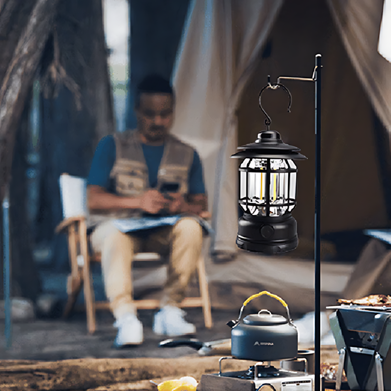 Vintage Outdoor Lantern | Black Metal LED Garden Light