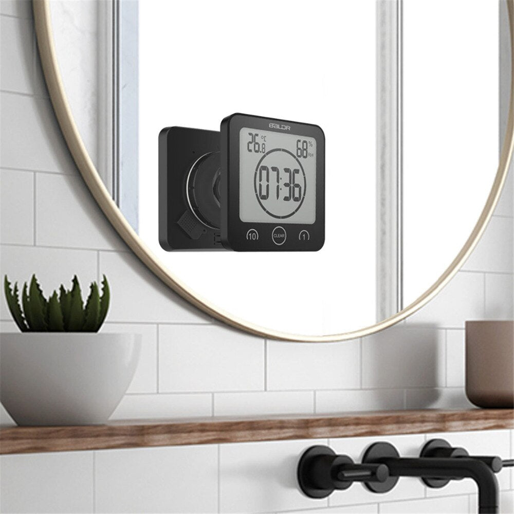 Digital Bathroom Clock | LCD Temperature Humidity Display