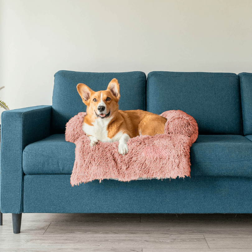 Plush Pet Furniture Protector | Water-Repellent Vegan Fur Bed
