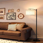 Modern Arc Floor Lamp | Adjustable Linen Shade