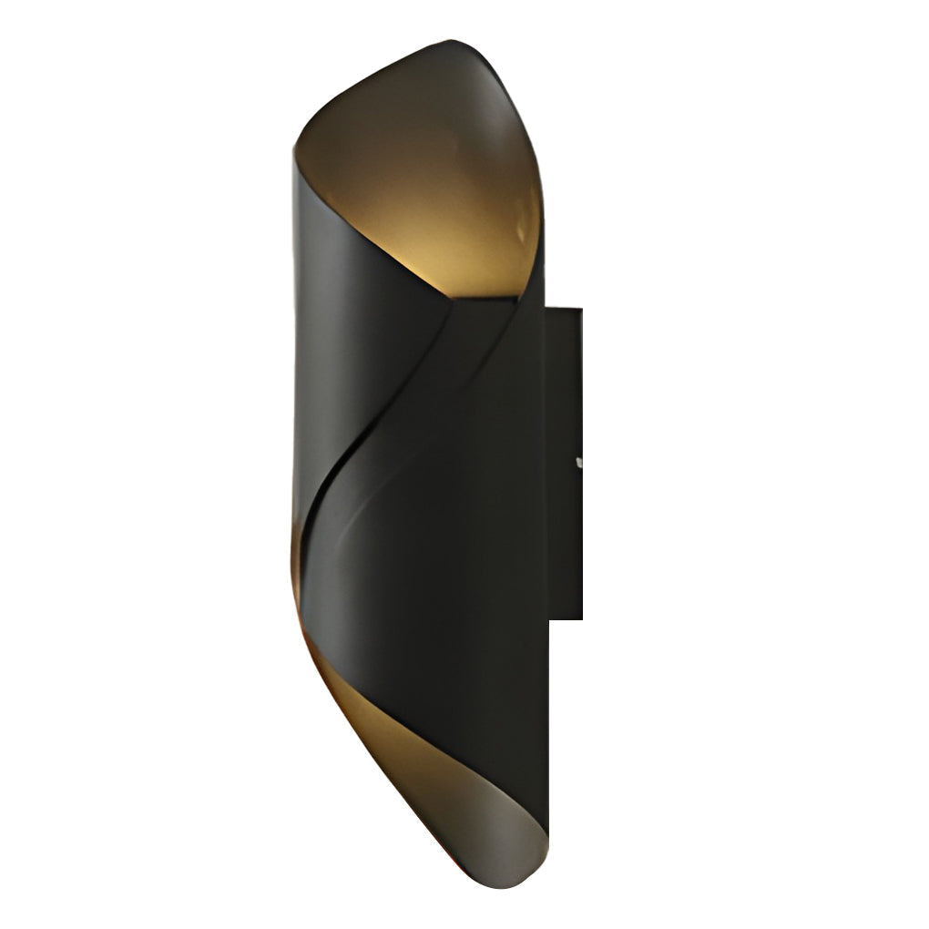 Modern Outdoor Wall Light | Spiral Black Metal Sconce