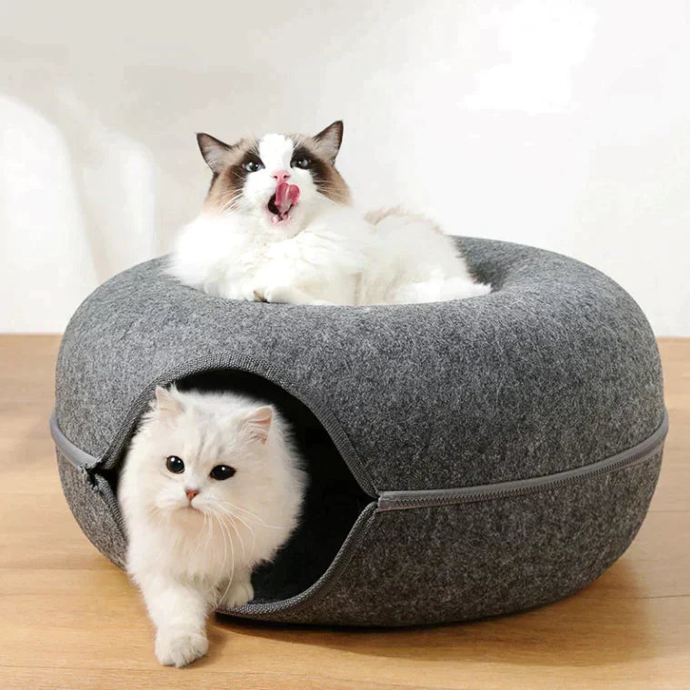 Round Pet Bed | Plush Donut Design With Anti-Slip Base