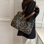 Leopard Print Shoulder Bag | Chain Strap Faux Leather Design