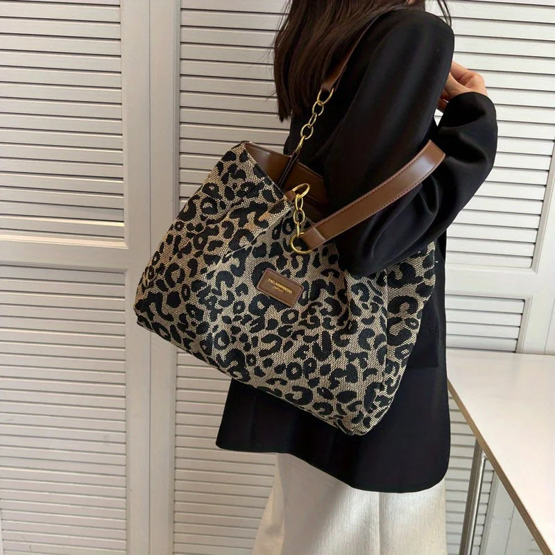 Leopard Print Shoulder Bag | Chain Strap Faux Leather Design