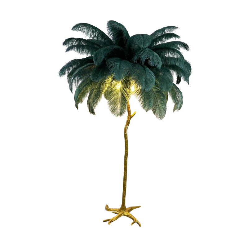 Nordic Feather Floor Lamp | Pink Ostrich Plume Gold Stand