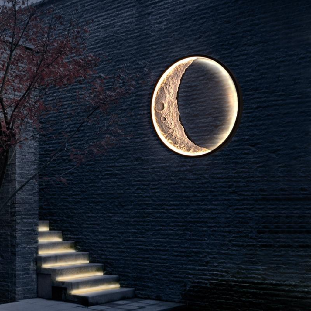 Moon Phase Wall Light | LED Outdoor Waterproof Sconce