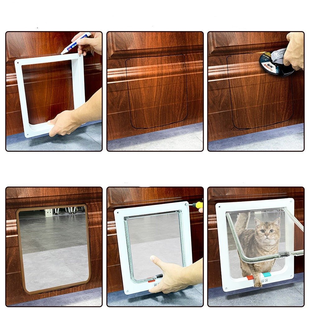 4-Way Security Cat Door | Weather-Sealed Pet Access Flap