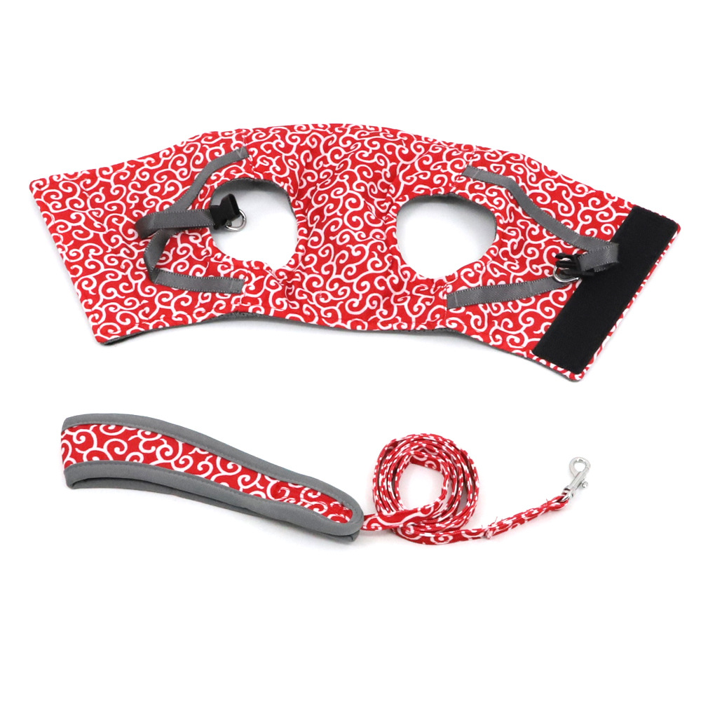Japanese Pattern Cat Harness | Navy Blue Wave Design With Leash