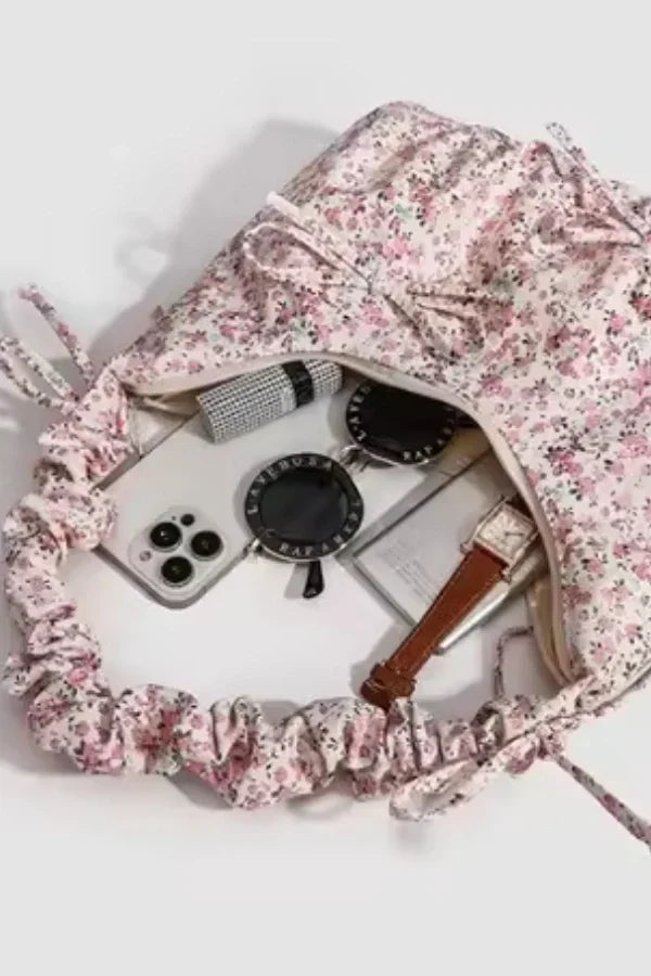 Floral Hobo Bag | Ruched Handle Botanical Print