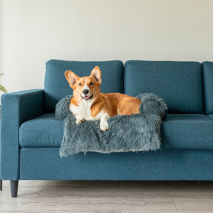 Plush Pet Furniture Protector | Water-Repellent Vegan Fur Bed