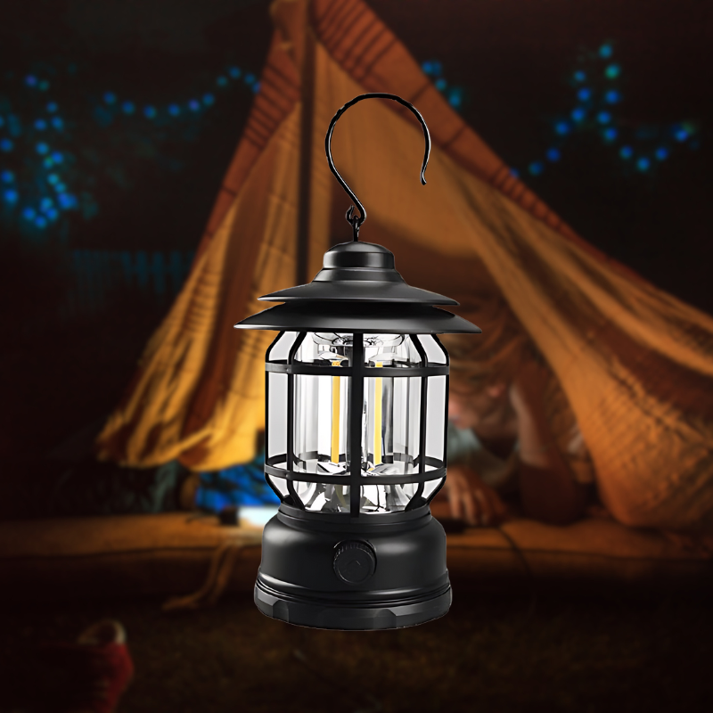 Vintage Outdoor Lantern | Black Metal LED Garden Light