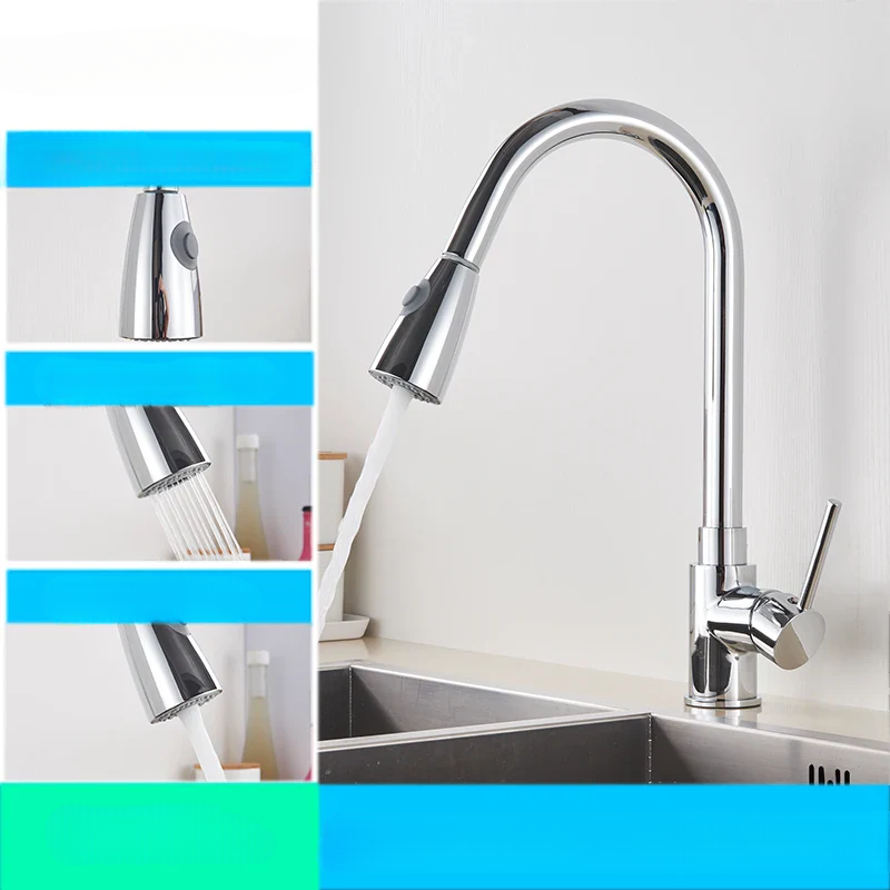 Modern Pull Down Kitchen Faucet | Brushed Nickel Flexible Spout