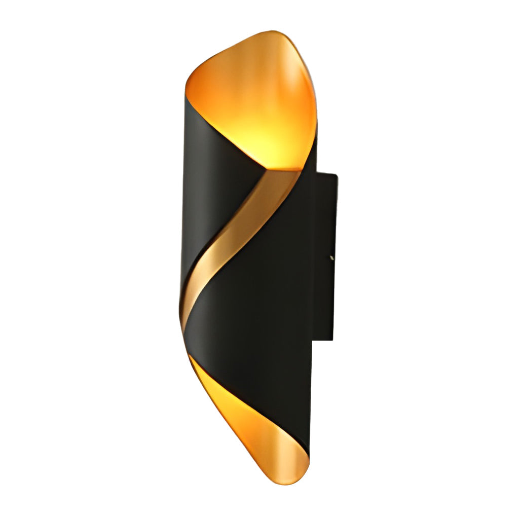 Modern Outdoor Wall Light | Spiral Black Metal Sconce