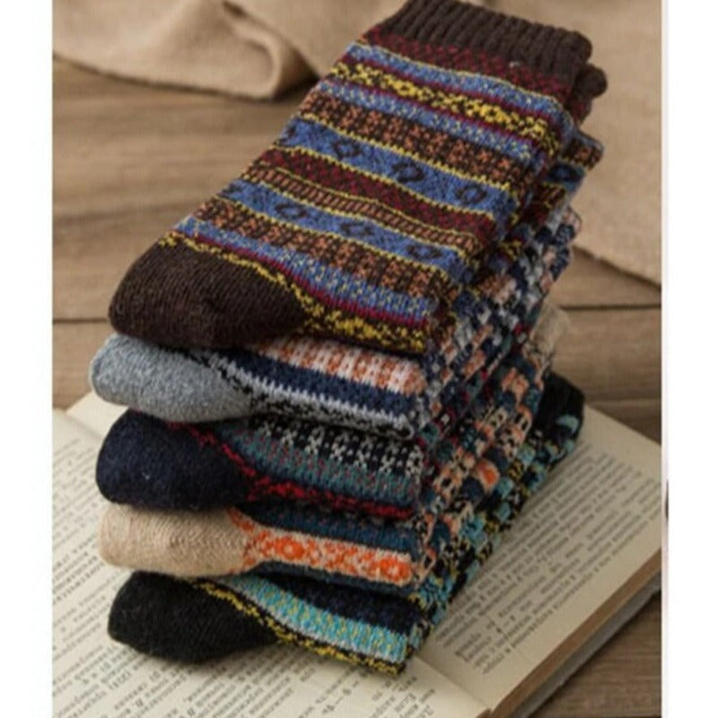 Winter Wool Socks | Nordic Pattern Thermal Blend